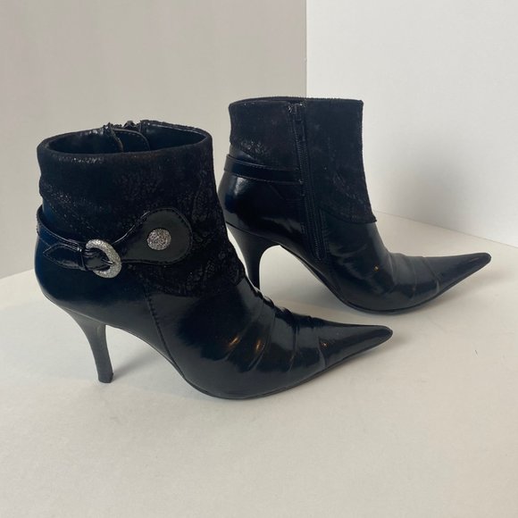Call it Spring Women's Black Patent Leather Pointed Toe Ankle Booties Size 6 - Picture 2 of 6